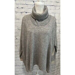 THML Grey Oversized Baggy Turtleneck Sweater With Elbow Patches Size X- Small XS